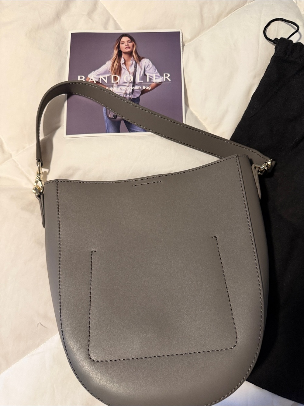 Bandolier Gray Leather Sloane Bag - Picture 3 of 3